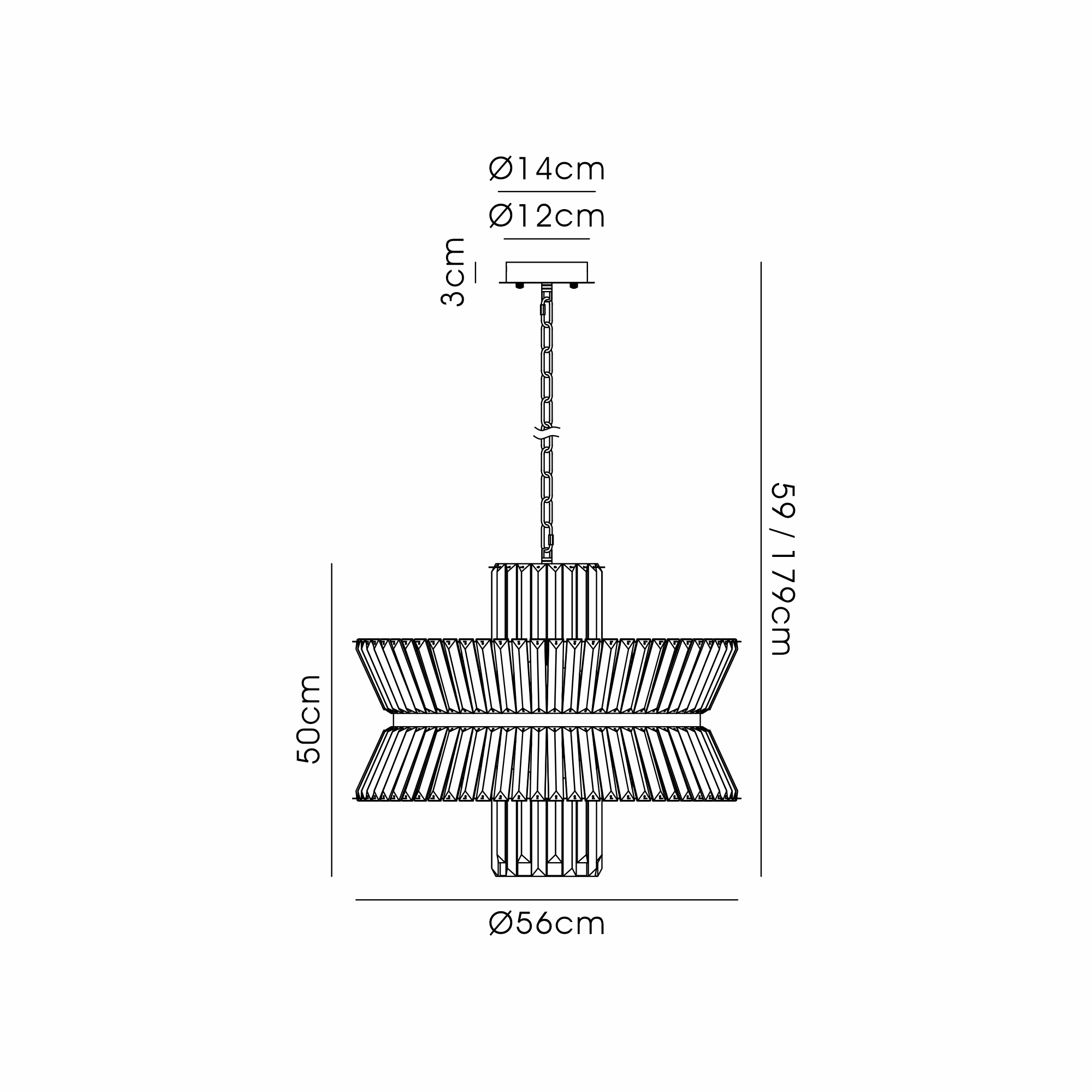 IL32952BR  Vienna 57cm Round Pendant, 13 x E14, Brass/Clear
